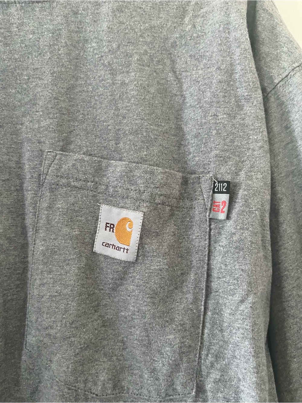 Carhartt FR Workwear Gray Long Sleeve T Shirt Large 100% Cotton Loose Fit - Picture 4 of 6